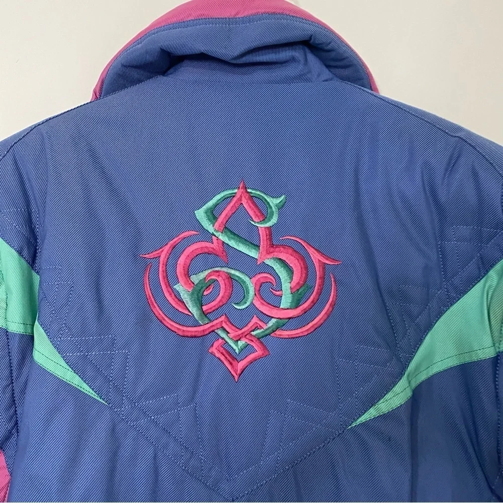 [Spyder] RARE Vintage 80s Blue, Green & Pink Winter Ski Jacket